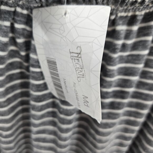 Nectar Audrey 3+1 Gray White Striped Off Shoulder Cotton Blend Mini Dress Medium - Picture 7 of 9